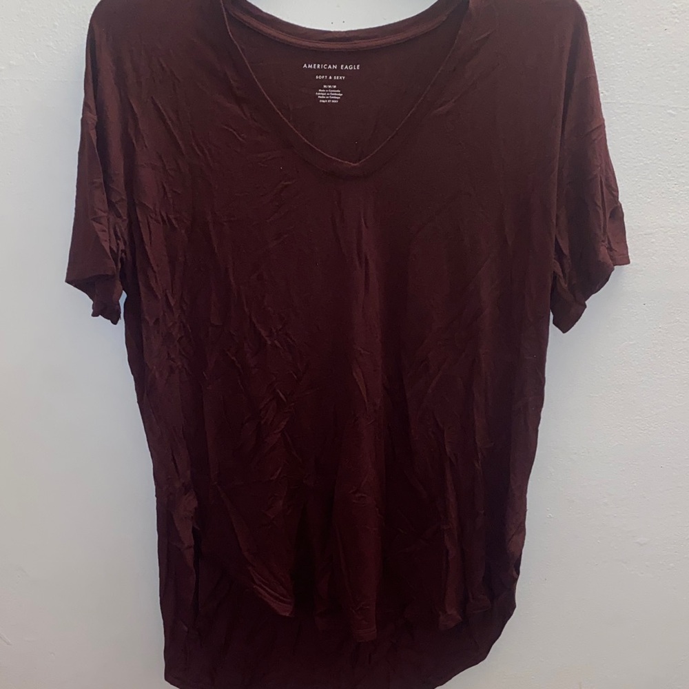 American Eagle Outfitters Soft & Sexy Tee in Burgundy